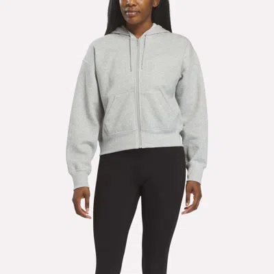 Reebok Women's Cropped Full-zip Hoodie In Gray