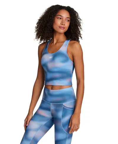Reebok Women's Cropped Printed Sports Bra In Blue