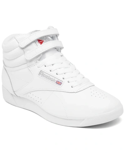 Reebok Women's Freestyle High Top Casual Sneakers From Finish Line In White