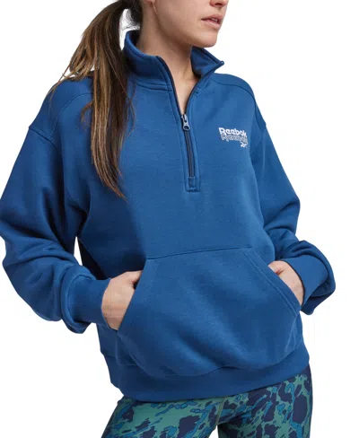 Reebok Women's Identity Brand Proud Quarter Zip Sweatshirt In Uniform Blue
