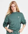 Reebok Womens Fleece Crewneck Sweatshirt Cargo Fleece Sweatpants In Green