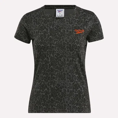 Reebok Women's Leopard Print Baby T-shirt In Gray