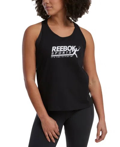 Reebok Women's Logo Graphic Cotton Tank Top In Black
