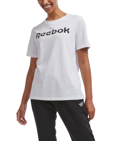 Reebok Women's Logo-print Crewneck T-shirt In White