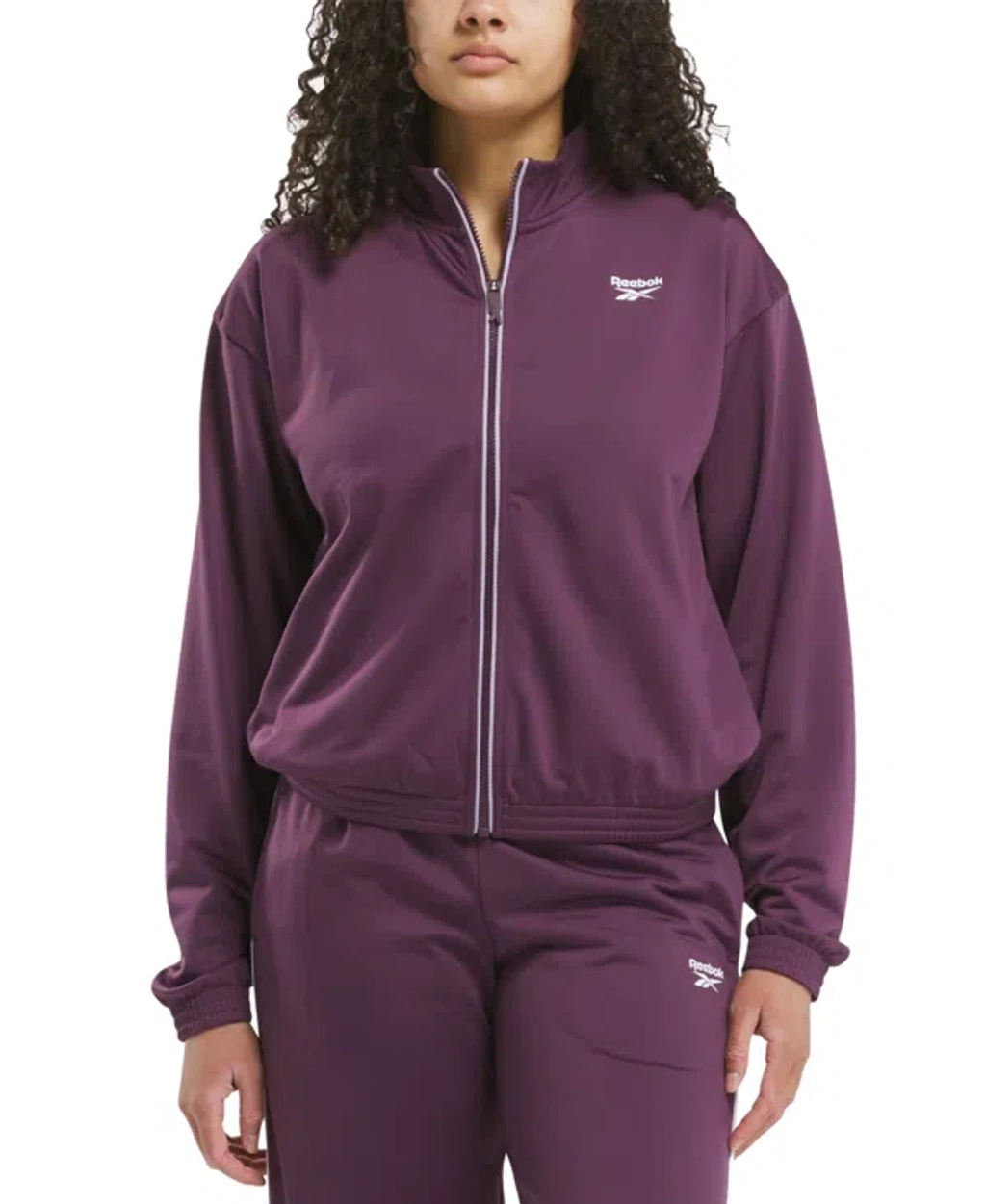 Reebok Women's Logo Tricot Long-sleeve Track Jacket, A Macy's