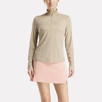 Reebok Women's Long Sleeve Engineered Vector Jacquard 1/4 Zip Golf Pullover Top In Gray