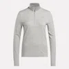Reebok Women's Long Sleeve Engineered Vector Jacquard 1/4 Zip Golf Pullover Top In Gray