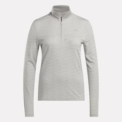 Reebok Women's Long Sleeve Engineered Vector Jacquard 1/4 Zip Golf Pullover Top In Gray
