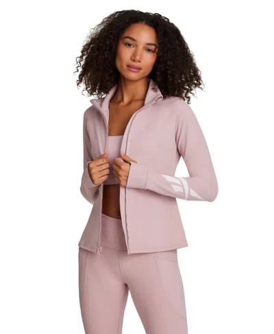 Reebok Women's Long-sleeve Slim-fit Zipper Jacket In Pink