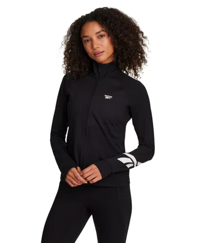 Reebok Women's Long-sleeve Slim-fit Zipper Jacket In Black