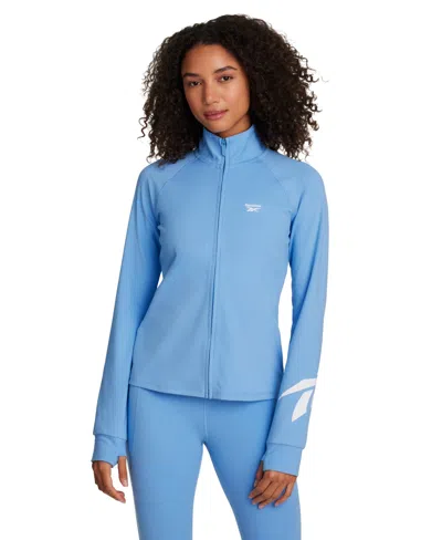 Reebok Women's Long-sleeve Slim-fit Zipper Jacket In Blue