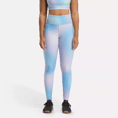 Reebok Women's Lux Bold High-rise Printed Leggings In Bold Cyan