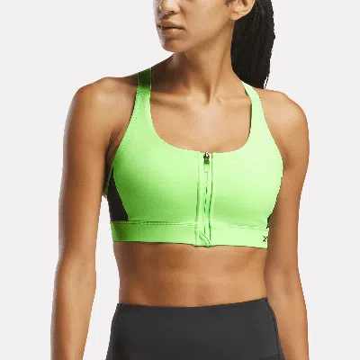 Reebok Women's Lux Front-zip High-impact Bra In Green