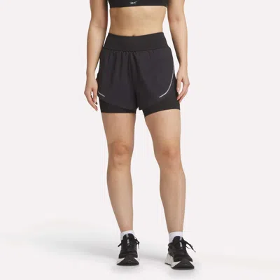 Reebok Women's Lux Metallic 2-in-1 Running Shorts 3" In Multi
