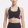 Reebok Women's Lux Racer Colorblock Bra In Black / Laser Pink