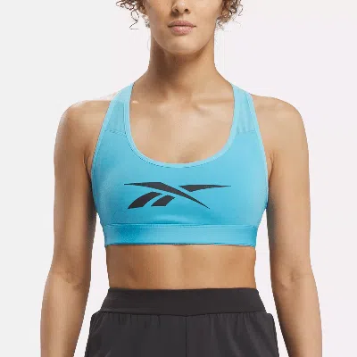 Reebok Women's Lux Vector Racer Sports Bra In In Bold Cyan