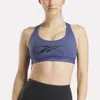 Reebok Women's Lux Vector Racer Sports Bra In Blue
