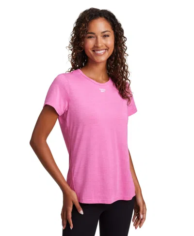 Reebok Women's Marled Crewneck Performance T-shirt In Ibis Rose