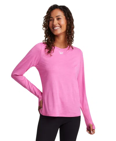 Reebok Women's Marled Performance Long-sleeve Training Top In Pink