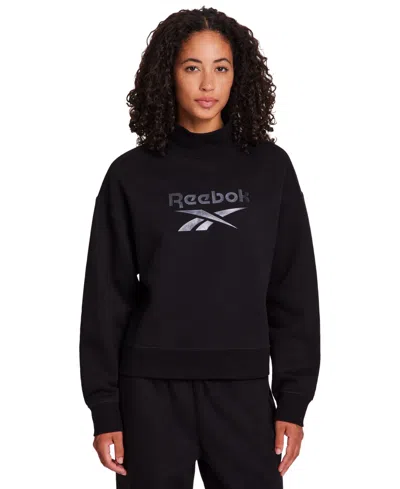 Reebok Women's Medium Vector Mock Neck Sweatshirt In Black