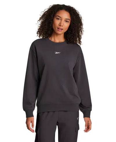 Reebok Women's Oversized Vector Crewneck Top In Gray