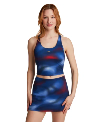 Reebok Women's Printed Cropped Bra Tank Top In Blue