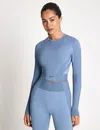 Reebok Women's Rbk-lab Long-sleeve Seamless Top In Blue