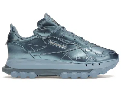 Pre-owned Reebok Women's  Classic Leather Cardi B Sneakers In Fluid Blue/metallic Silver