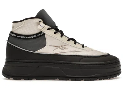 Pre-owned Reebok Women's  Club C Geo Mid Nicole Mclaughlin White Sneakers In Alabaster/core Black/boulder Grey