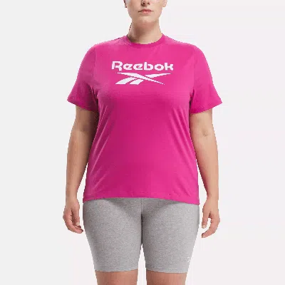 Reebok Women's  Identity Big Logo T-shirt (plus Size) In In Semi Proud Pink / White