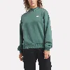 Reebok Womens Fleece Crewneck Sweatshirt Cargo Fleece Sweatpants In Escape Green