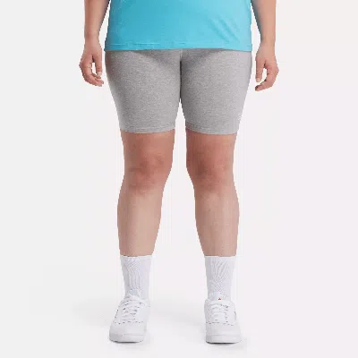 Reebok Women's  Identity Small Logo Bike Shorts (plus Size) In Medium Grey Heather