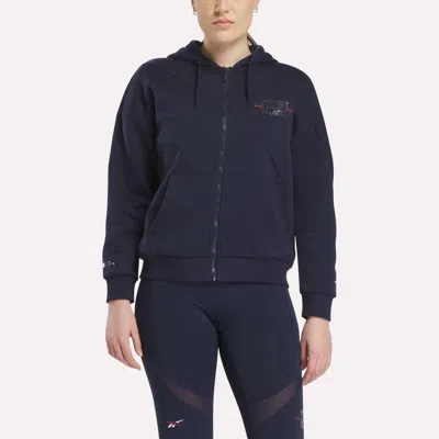 Reebok Women's  X F45 Coach Full-zip Hoodie In Blue