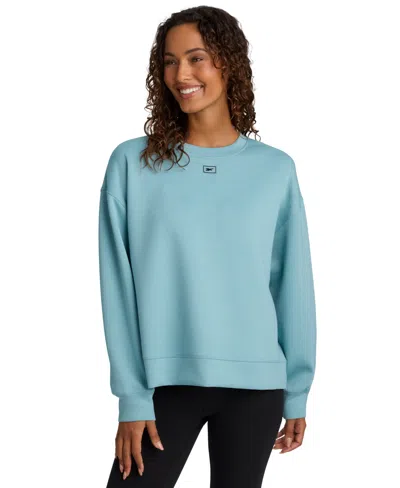 Reebok Women's Relaxed-fit Double Knit Crew Sweatshirt In Blue