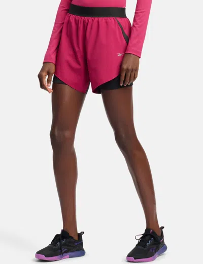 Reebok Women's Running 2 In 1 Short In Pink