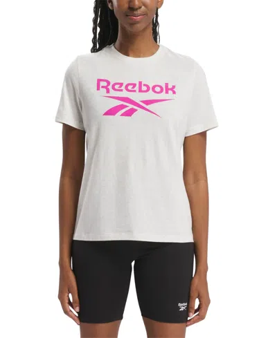 Reebok Women's Short Sleeve Logo Graphic T-shirt In Chalk Melange