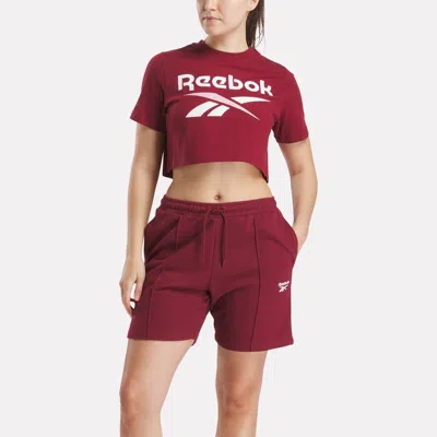 Reebok Women's Two-color Logo Crew Cropped Short Sleeve Tee In Red