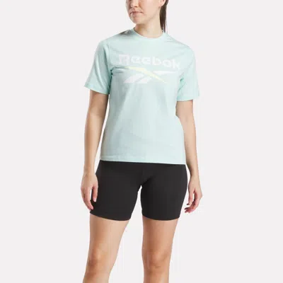 Reebok Women's Two-color Logo Crew Short Sleeve Tee In Blue