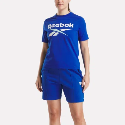 Reebok Women's Two-color Logo Crew Short Sleeve Tee In Blue