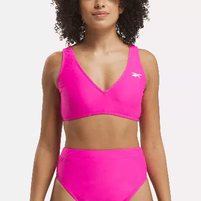 Reebok Women's V-neck Plunge Bikini Top In In Pink