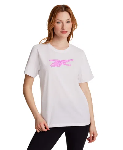 Reebok Women's Vector Boxy Crewneck Graphic Print Top In White