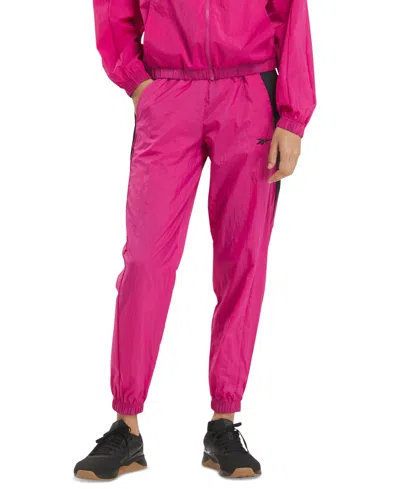 Reebok Women's Vector Woven Track Pants In Semi Proud Pink,black