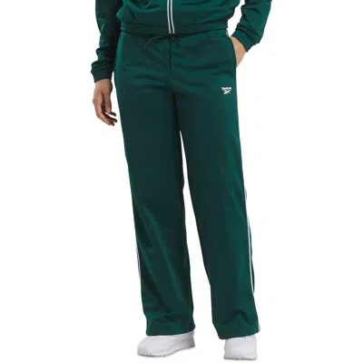 Reebok Womens Contrast Trim Polyester Straight Leg Pants In Green