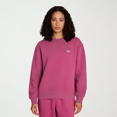 Reebok Womens Crew Neck Long Sleeve Fleece Sweatshirt In Pink