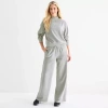 Reebok Womens High Rise Velour Wide Leg Sweatpant In Gray