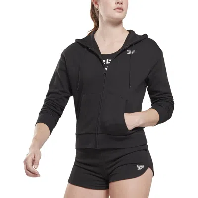 Reebok Womens Hooded French Terry Zip Hoodie In Black