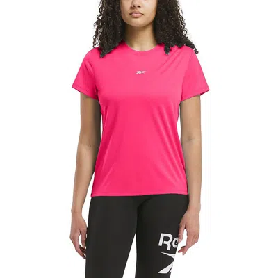 Reebok Womens Logo Polyester Pullover Top In Pink