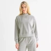 Reebok Womens Long Sleeve Velour Mock Neck Top In Gray