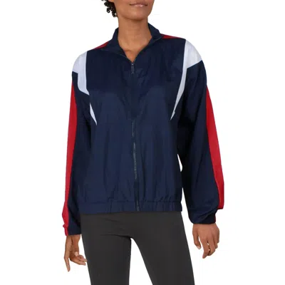 Reebok Womens Pocket Nylon Track Jacket In Blue