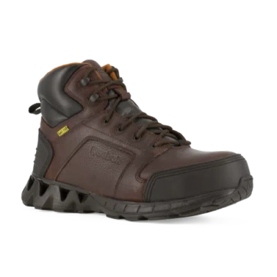 Pre-owned Reebok Work Men's 6" Zigkick Carbon Toe Internal Metatarsal Guard Athletic Work In Brown